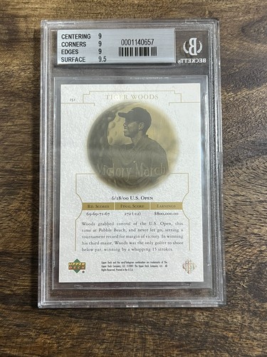 2001 Upper Deck - Victory March #151 Tiger Woods (RC) Beckett 9 come nuovo - Foto 2 di 2