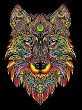 Wolf, Ausmalbild aus Samt, Größe: 47 x 35 c...