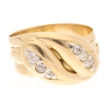 Antique 18Carat Yellow Gold 0.50ct Diamond Snake Ring (Size Q 1/2) 13mm Widest