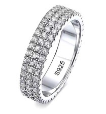 NEW Triple Row Full Eternity Comfort Band Round Diamonds Wedding Ring, Size 6