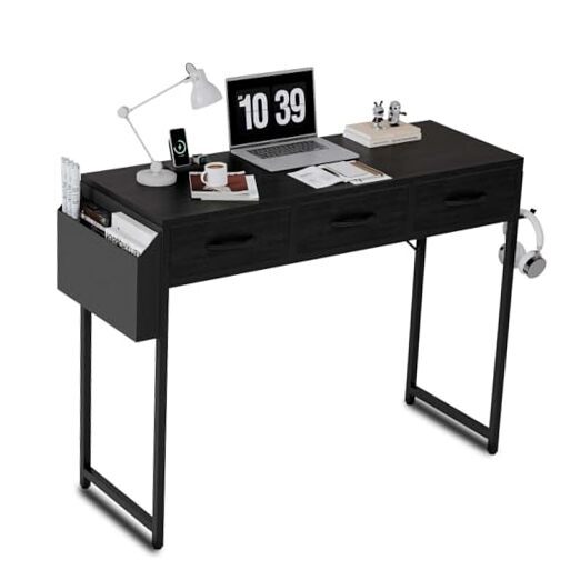 Compact 39.4-Inch Small Computer Desk with 3 Storage Drawers for Home Office-image