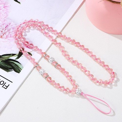 2 Pcs Long Rope Pink Bead White Mobile Phone Hanging Chain Cellphone Ropes - 第 5/11 張圖片