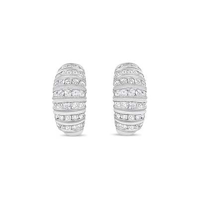 Diamant Cluster Huggie Ohrringe 14 Karat Weißgold