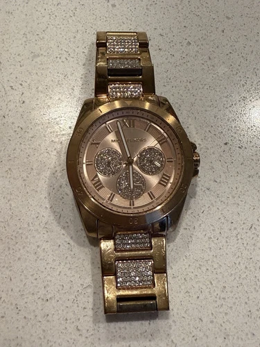 Michael Kors Alek Pave Swarovski Glitz Oversize 42mm Rose Gold Watch MK7191 $395