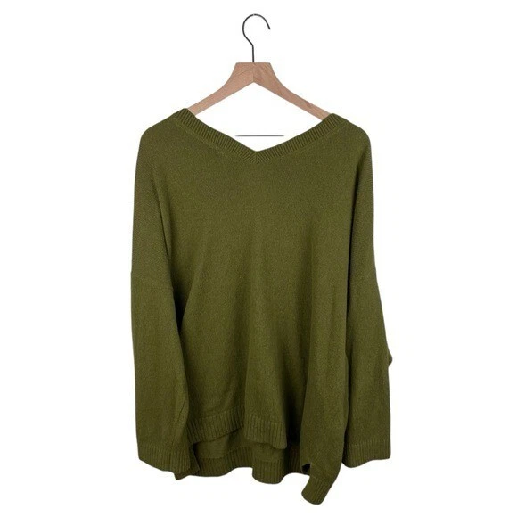 Suéter Suéter Madewell Doble Cuello en V Brezo Olmo Verde Algodón Talla 2X M7014 Foto 2 de 4