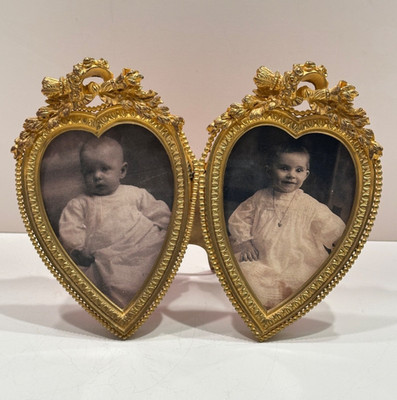 ANTIQUE C 1880 DOUBLE  DORE BRONZE FRAME(6 1/4'' X 5 ) RARE