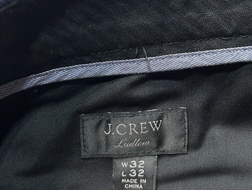 J. Crew Ludlow Dress Pants Mens 32 X 32 Navy Blue Plaid Wool Blend Classic Fit - Image 3 of 4