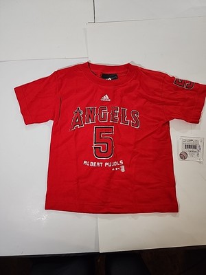 Adidas NWT Los Angeles Angels Boys Medium T Shirt Red #5 Albert Pujols