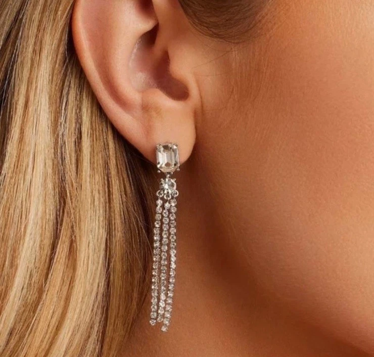 Pendientes colgantes GORJANA plata rodio Kingston cristal en capas formales elegantes Foto 2 de 4