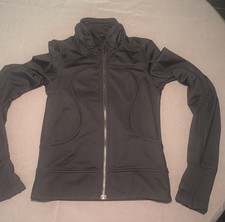 Lululemon Women  s Black Track Jacket Size 4 Full Zip Long Sleeve Thumbholes