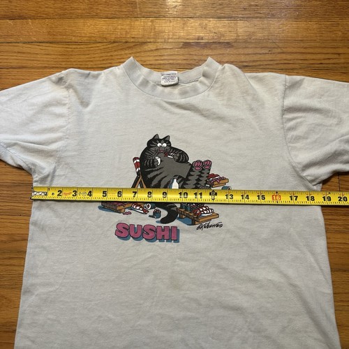 CRAZY Shirts KLIBAN CAT "Sushi Cat" Size Medium T Shirt 90s Vintage - Picture 7 of 8