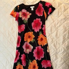Colorful Floral Long Lightweight Summer Dress Short Sleeve Flattering Flow