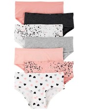 Carter's Girls' Little 7-pack Underwear White/Pink/Black/Hearts, 10-12 Years 