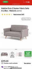  2 Seater Grey Sofa - Habitat Finney Fabric