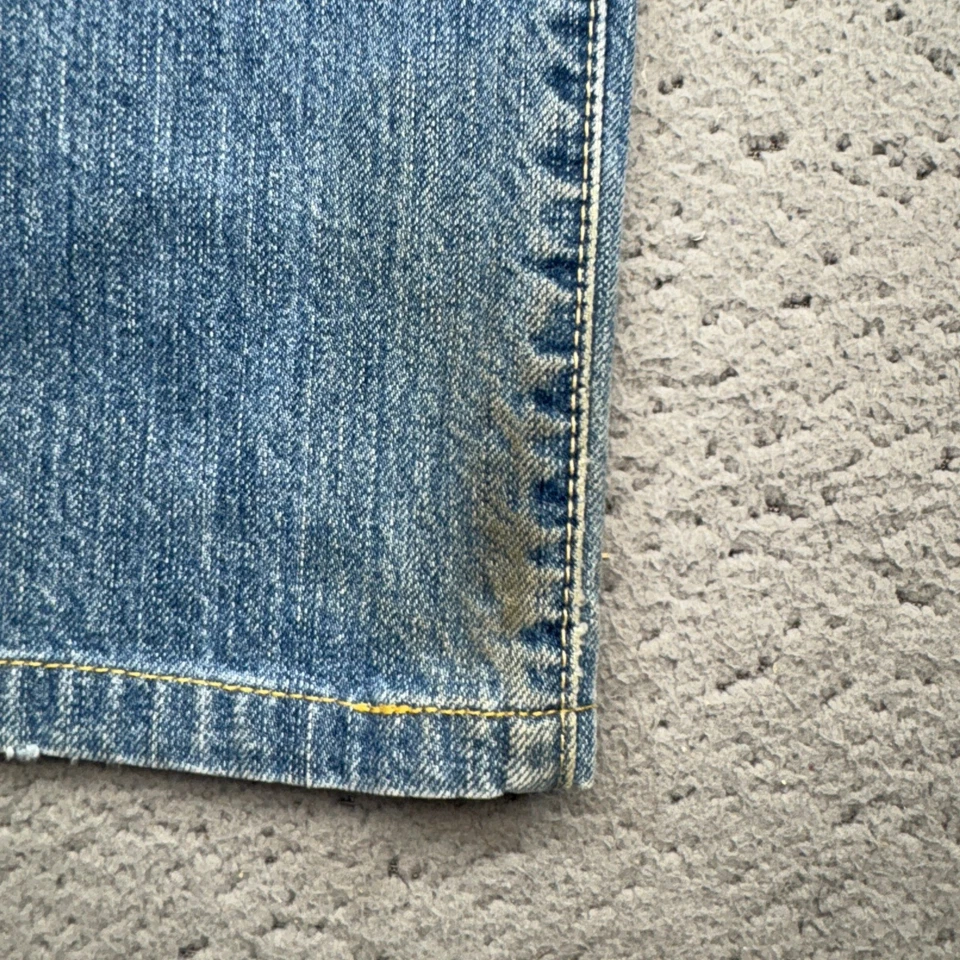 Vintage Polo Ralph Lauren Jeans Men 44x28 Big Blue Faded Distressed Tag 44B x30 - Image 3 of 4