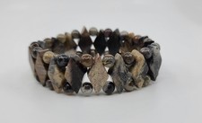 * WOW! PORCELAIN JASPER BEADED STONE STRETCH BRACELET *