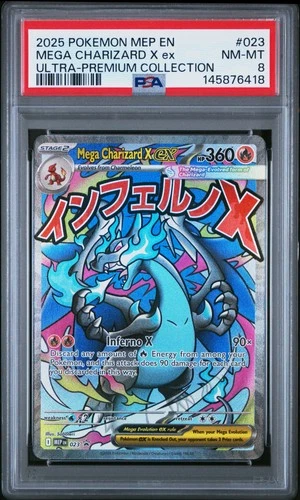 145876418 Mega Charizard X ex 2025 Pokemon MEP Black Star Promos #023 PSA 8
