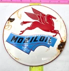 Vintage Mobil OIL Gasoline Sign Motor Oil Gas Pump Porcelain Sign 6" x 6"