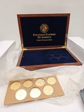 The Franklin Mint Founding Fathers Coin Collection 7-Coin Set Wood Box Z00256S