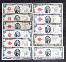 (( LOT OF 11 ))1928 $2 Red Seal ((VF)) UNITED STATES NOTES - Paper Currency