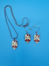 Vtg Sanrio Hello Kitty Necklace and Earrings Set Girls Fashion Accessories