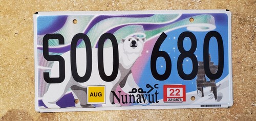 Nunavut Aurora Polar Bear Rare School Bus License Plate