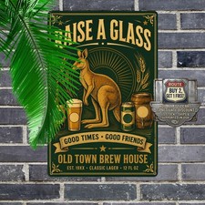 Australian Beer Brand Sign Kangaroo Tavern Bar Metal Tin Wall Art Plaque 8x12