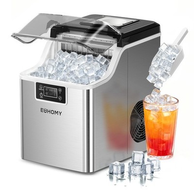 EUHOMY Ice Cube Maker Machine Countertop, 2 Ways to Add Water, 45Lbs/Day