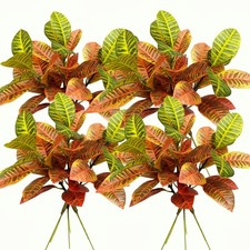 14.5 inch Artificial Croton Plant Leaf Branches Lifelike Tropical Houseplant ...