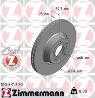 2X Bremsscheibe Coat Z Zimmermann 100.3317.20 FüR C6 Audi A6 4F5 4F2 1LT Avant