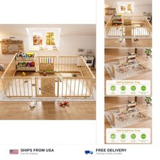 Large Wooden Baby Storage Playpen 9 3 Panels 71 48 Size Adjustable Play Y...