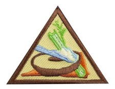 Girl Scouts SNACKS 61208 Iron On Patch Badge Triangle Brownies Food Prep NIP