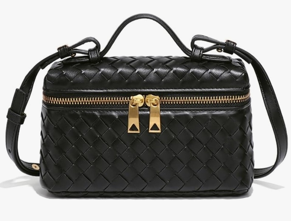 Trendy Women's Woven  Black Faux Leather Handbag/Versatile Wearing