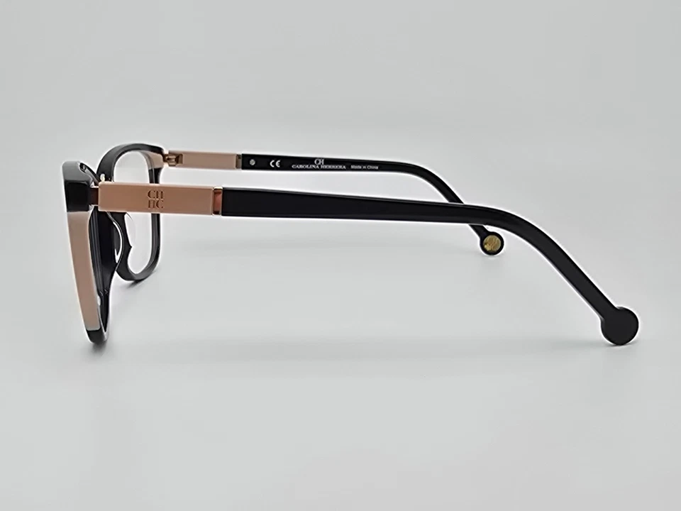 Carolina Herrera VHE891K Col.0700 Black Beige Cat Eye Eyeglasses Frame w/ Case - Image 4 of 4