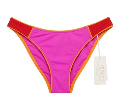 L*SPACE Frenchi Bitsy Bottom Fuchsia Red Mango NWT Sz L High Waisted Sexy Color