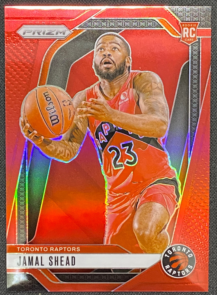 Jamal Shead 2024-25 Panini Prizm 080/299 Red RC Toronto Raptors #241