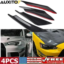 Black Glossy Car Bumper Fin Canard Splitter Diffuser Valence Spoiler Lip 4PCS