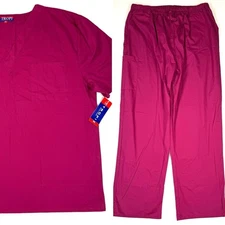 NWT TROPI Womens Scrub Set Top Pants Magenta Medical Uniform XL Nursing NEW