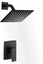 SUMERAIN Matte black 8" rain shower head single handle trim Kit Rough-In Valve