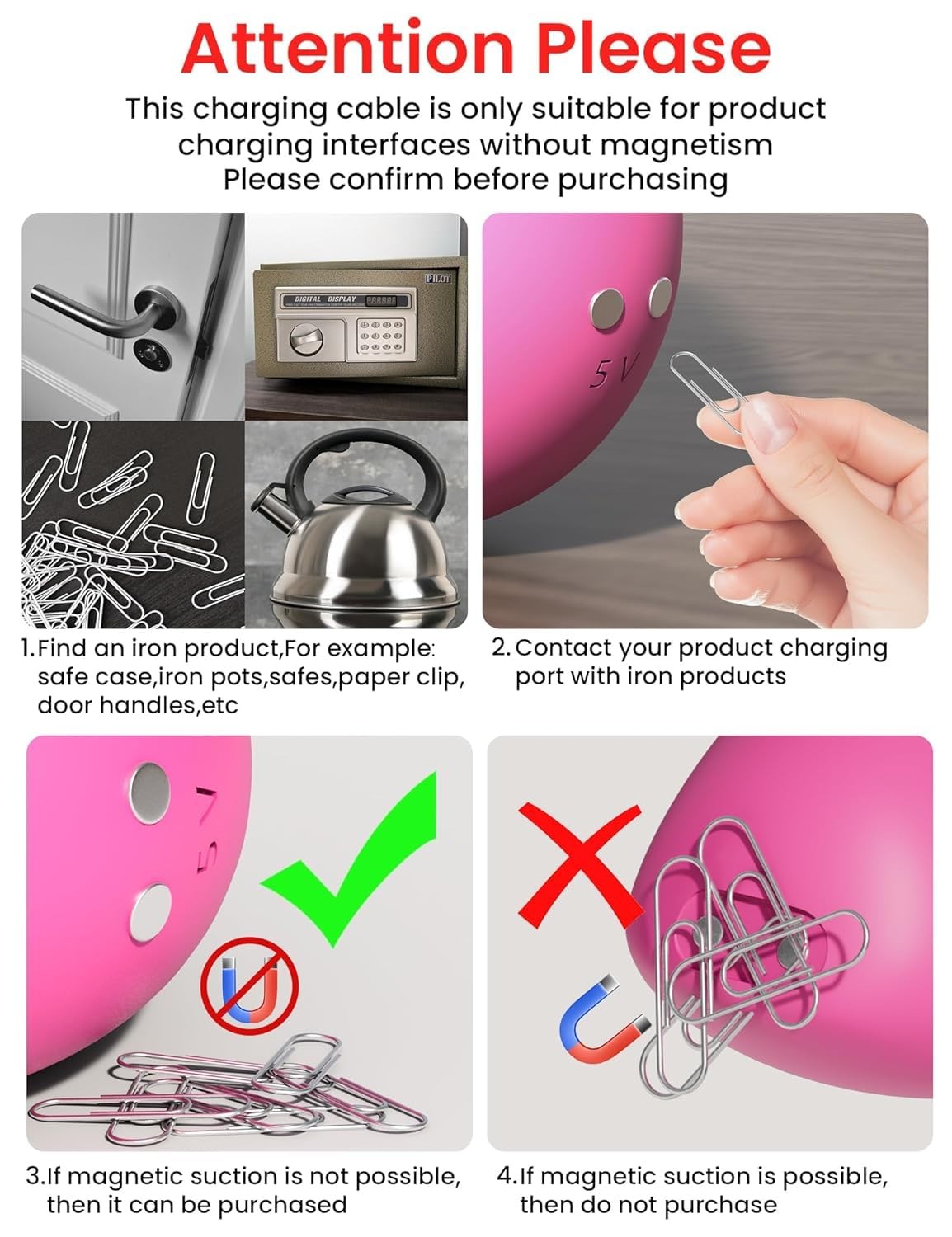 Bicmice Fast Magnetic Charger Cord for Rose and Most Massagers DC... 