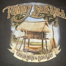 Tommy Bahama ‘Chairman Of The Boards’ Surfboards Hut Shirt Medium Brown Vintage