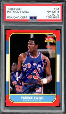 Patrick Ewing Signed 1986-87 Fleer RC Knicks PSA 8 Gem 10 Auto PSA/DNA 76568885