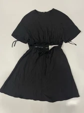 Valentino Made In Italy Silk Dress Open Front Black Color Size 2