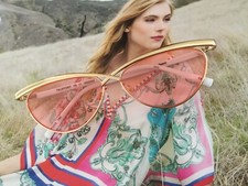 Le Specs Sunglasses and Case: NWOT Rose Colored Lenses; White Arms