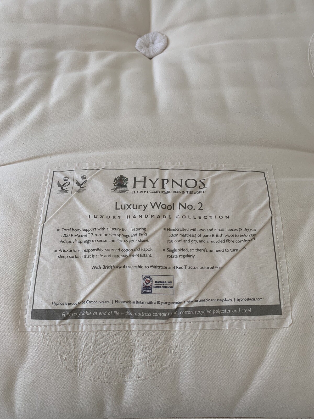 Hypnos WOOL NO.2 SUPERKING MATTRESS 180 X 200CM Exclusive to John Lewis