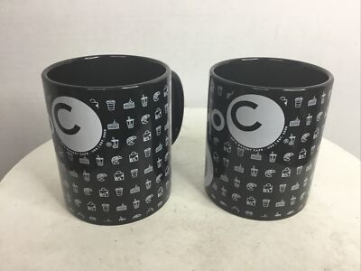 85 Degrees Bakery Cafe 12 Oz. Black Coffee Mugs Ceramic Lot Of 2 | eBay