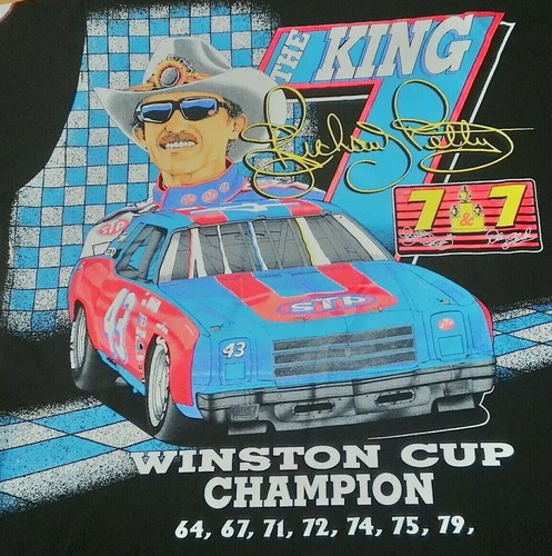 Camicia nera vintage Dale Earnhardt Sr e Richard Petty 7 volte campione XL - Foto 9 di 10