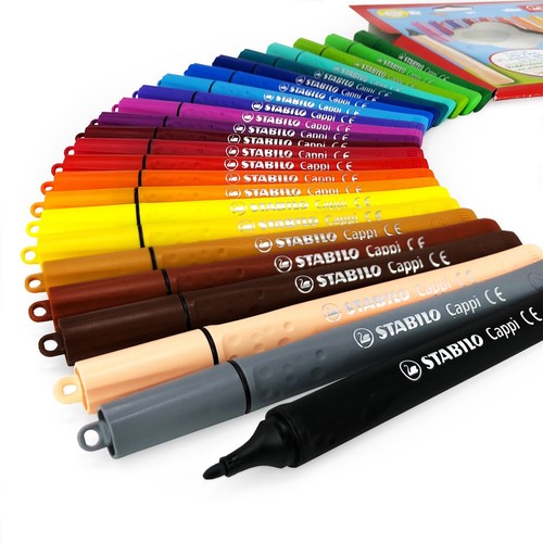 STABILO Cappi Fibre Tip Felt tip Pens – Wallet of 24 Assorted Colours