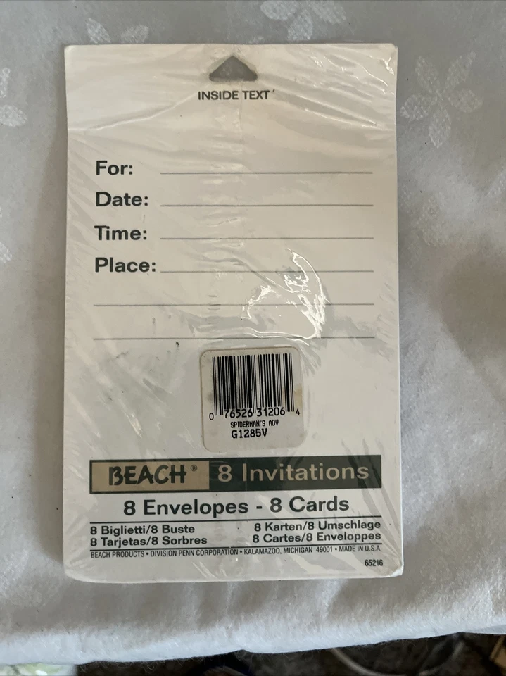 Vintage 1994 Marvel Spider-Man Come Hang Out Birthday 8 Party Invitations NIP - Image 4 of 4