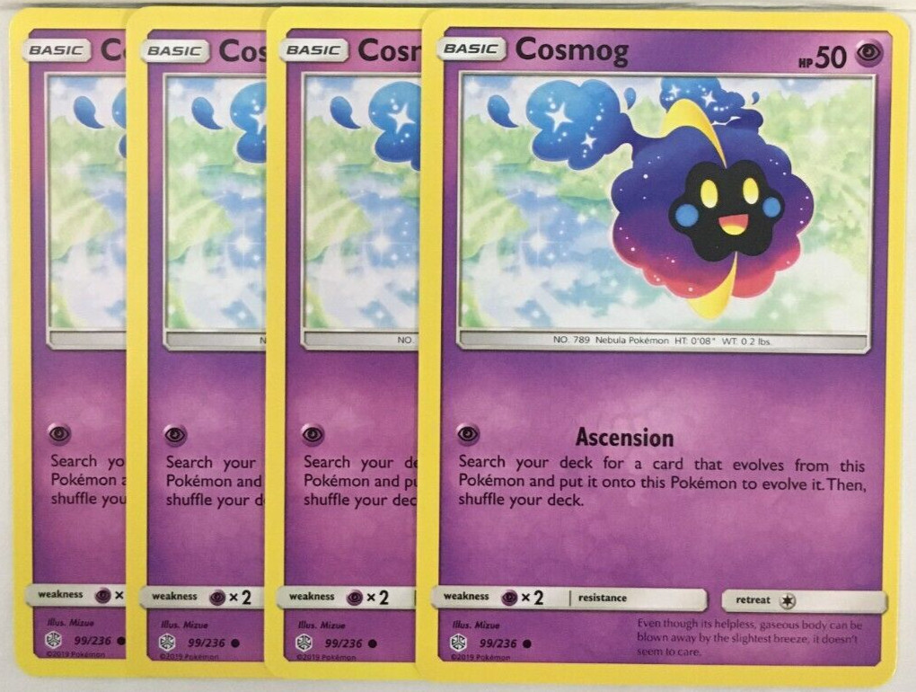 POKEMON 4X COSMOG 99/236 COSMIC ECLIPSE COMMON NEAR MINT-PLAYSET